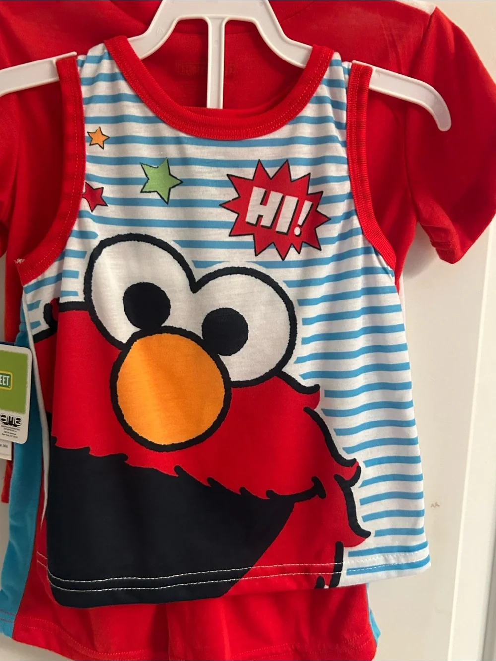NWT-Toddler Boys Sesame Street Red White Blue Cookie Monster 3- Piece Pajama Set